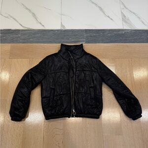 Black Textured Zip-Up Jacket